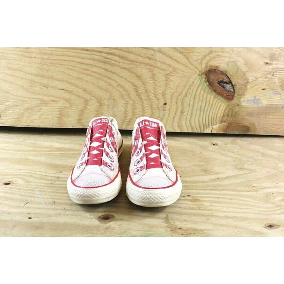 Converse Womens Sneakers All Stars Slip Ons 6 Chucks Cream Tan Red Athletic - Picture 2 of 9
